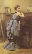 Woman in Blue (mk09)  Jean Baptiste Camille  Corot